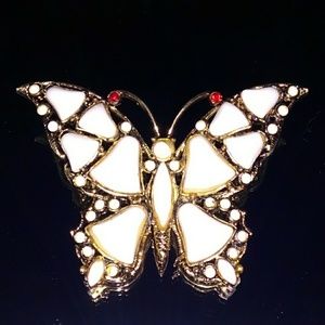 🦋RARE 1949 HOLLYCRAFT MilkGlass Butterfly Brooch